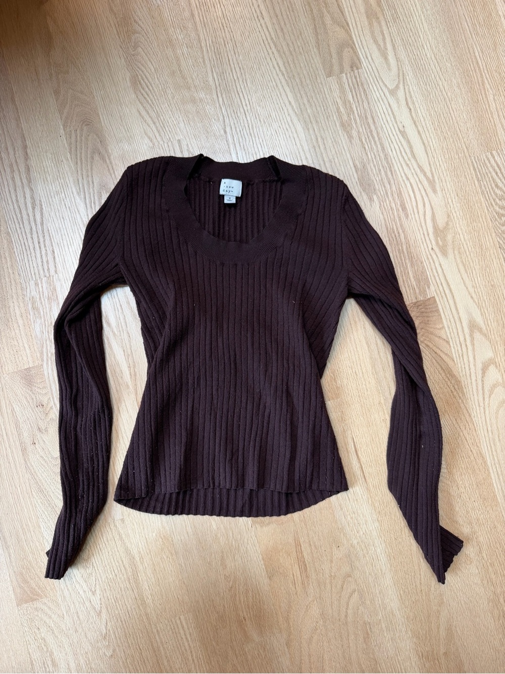 Ribbed Scoopneck Long-Sleeve Knit